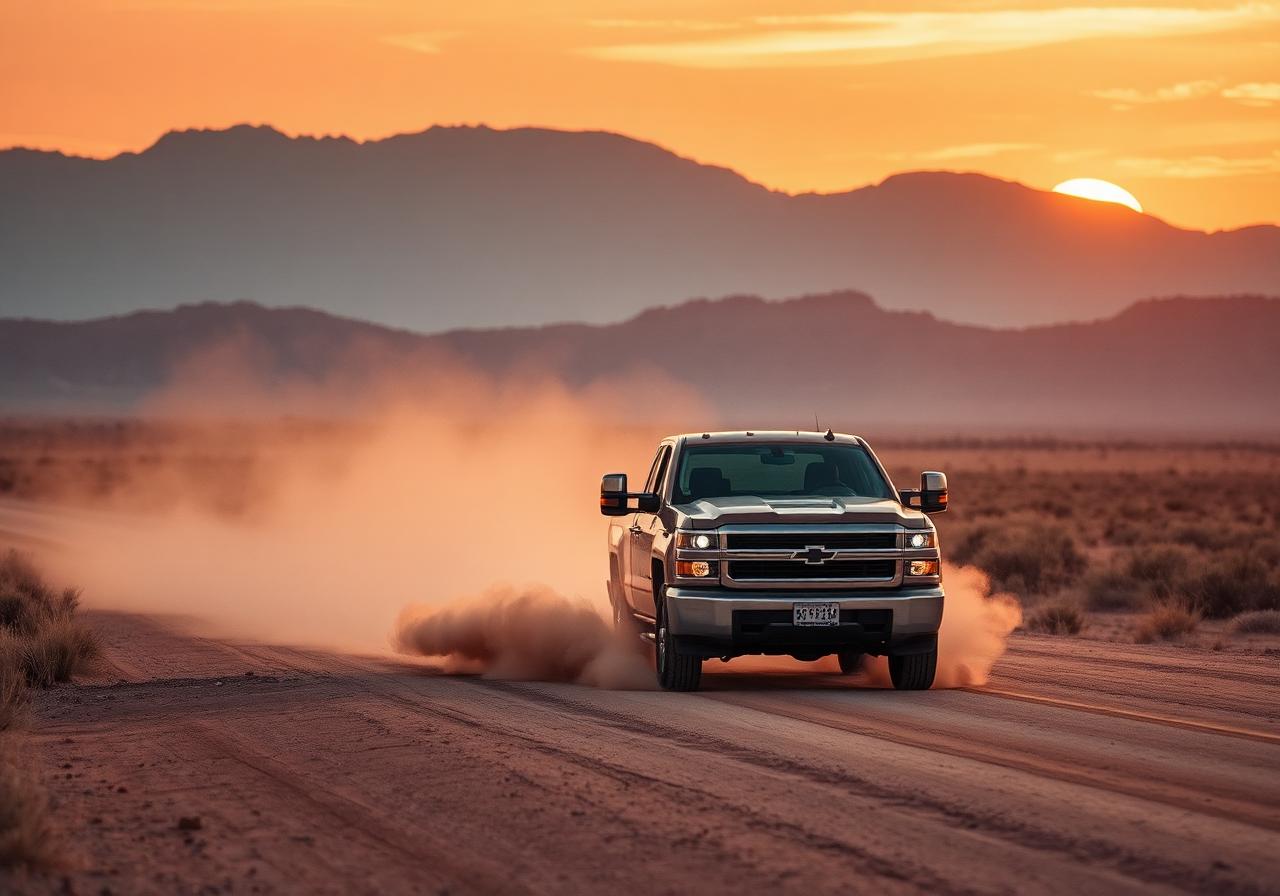 Pickup truck on a Texas desert road